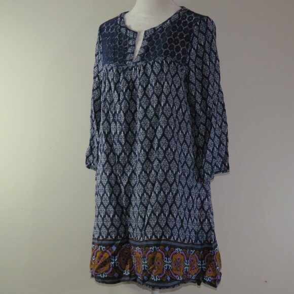Alter'd State Blue & White Short-Sleeve V-Neck Pullover Tunic Size L (C1202) - Picture 4 of 7